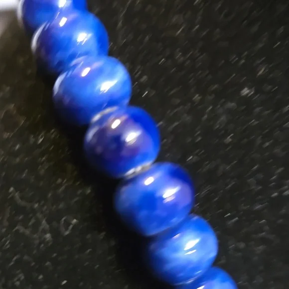 Vintage 1970's-80's Signed Flying Colors Brand Ceramic Bead Moon Stars Necklace - Picture 5 of 7